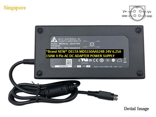 *Brand NEW* DELTA 24V 6.25A MDS150AAS24B 150W 4 Pin AC DC ADAPTER POWER SUPPLY
